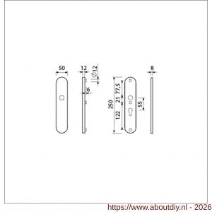 Ami VHB 250/50/1 veiligheidslangschild SKG*** ovaal VHB 250/50/1 buiten blind F1 en binnen profielcilinder PC 55 deurdikte 38-42 mm - A10900908 - afbeelding 2