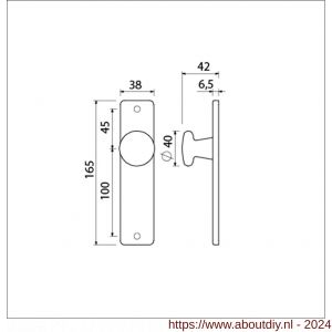 Ami 165/4 RH knopkortschild aluminium rondhoek knop 160/40 vast kortschild 165/4 RH blind F1 - A10900705 - afbeelding 2