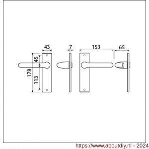 Ami KS 178/43-386 kruk-kruk garnituur deurkruk 386 Rota kortschild 178/43 blind F1 deurdikte 38-42 mm - A10900111 - afbeelding 2