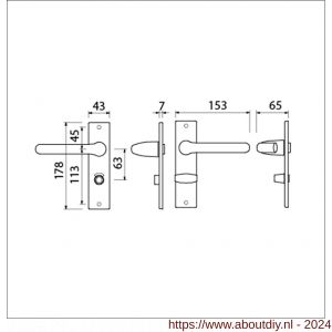 Ami KS 178/43-386 kruk-kruk garnituur deurkruk 386 Rota kortschild 178/43 WC 8/63 F1 deurdikte 38-42 mm - A10900115 - afbeelding 2