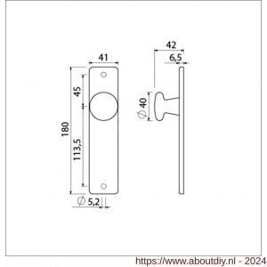 Ami 180/41 RH knopkortschild aluminium rondhoek knop 160/40 vast kortschild 180/41 RH blind F2 - A10900729 - afbeelding 2