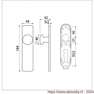Ami 185/44 Klik knopkortschild aluminium knop 160/40 vast kortschild 185/44 Klik blind F1 - A10900736 - afbeelding 2
