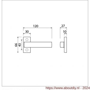 Ami 65/30-353 smalrozet kruk combinatie deurkruk 353 ingekort vastdraaibaar rozet 65/30 R6.5 hartafstand 43 mm F1 - A10900095 - afbeelding 2