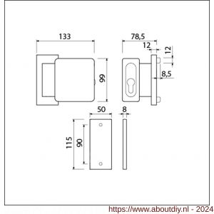 Ami VHB sleutelkluis-rozet veiligheids combinatie garnituur VHB sleutelkluis-rozet rechts F1 binnenzijde 115/50/8 blind deurdikte 38-42 mm - A10900804 - afbeelding 1