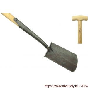 DeWit zwanehals spade met lip en opstapjes essen steel 750 mm - A29000408 - afbeelding 1