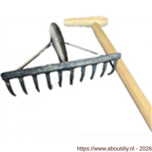 DeWit tuinhark 10 tands verstevigd met geharde tanden essen steel met hilt 155 cm - A29000638 - afbeelding 1