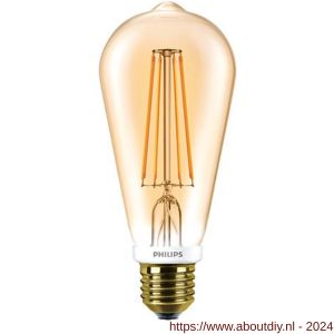 Philips LED gloeidraadlamp Classic LEDbulb Edison 8 W-50 W E27 ST64 820 Gold dimbaar Flame - A51270208 - afbeelding 1