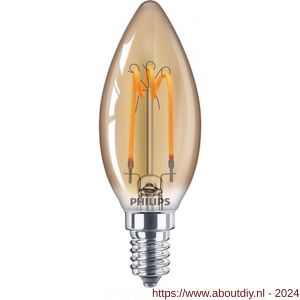 Philips LED kaarslamp Classic LEDcandle 2.3 W-14 W B35 E14 820 Gold Flame - A51270237 - afbeelding 1