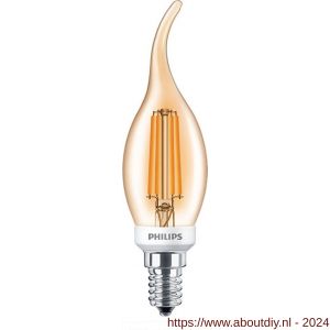 Philips LED kaarslamp Classic LEDcandle 5 W-32 W E14 BA35 822 Gold dimbaar extra warm wit - A51270238 - afbeelding 1