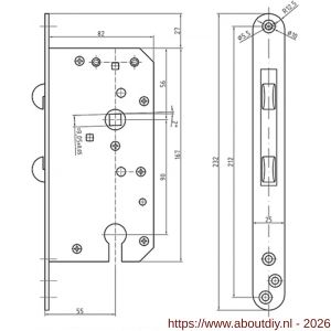 S&B 100930.9 cilinder schuifdeurslot 100930.9 PZ 55 mm PC 90 voorplaat 232x25 mm U messing mat chroom - A40615058 - afbeelding 2