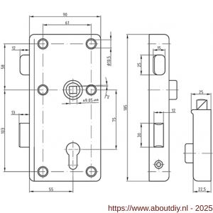 S&B 110202.4 dag en nacht cilinder oplegslot PZ 55 mm DIN 81311 C DIN links buiten messing gepolijst - A40615098 - afbeelding 2