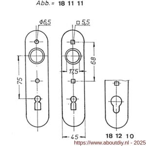 S&B 181210.4 deurschild PC 170 mm afstand 75 mm rond messing gepolijst - A40615160 - afbeelding 1