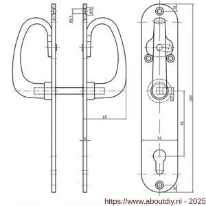 S&B 200969.9 deurkrukken voor 27100930.9 krukstift 9 mm voor schuifdeurslot messing mat chroom - A40615223 - afbeelding 1