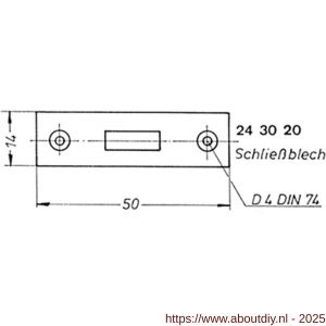 S&B 243020.4 sluitplaat sluitplaat voor deurschuif 100x46 mm 10 mm stiftdiameter messing gepolijst - A40615141 - afbeelding 2