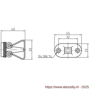 S&B 253301.6 deurvastzetter L=40 mm D=35 mm met tegenplaat en rubber aanslag messing gepolijst chroom - A40615127 - afbeelding 2