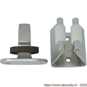 S&B 253301.6 deurvastzetter L=40 mm D=35 mm met tegenplaat en rubber aanslag messing gepolijst chroom - A40615127 - afbeelding 1