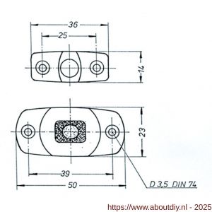 S&B 253600.6 deurvastzetter L=50 mm D=23 mm met tegenplaat en rubber aanslag messing gepolijst chroom - A40615126 - afbeelding 2