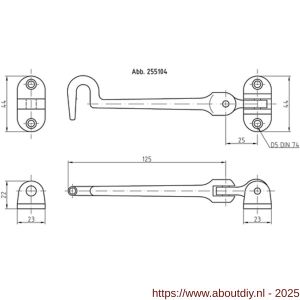 S&B 255106.4 deur-kajuithaak zwaar 75 mm met tegenplaat messing gepolijst - A40615047 - afbeelding 2