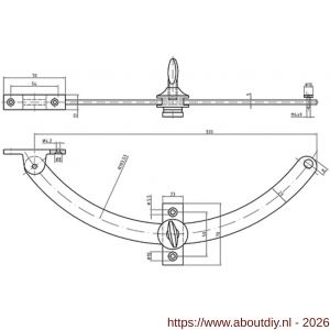 S&B 320100.4 raam- en luikuitzetter gebogen messing gepolijst - A40615198 - afbeelding 2