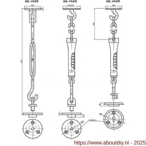 S&B 414620.3 met veer stoelsjorring set met veer messing gerold chroom - A40615051 - afbeelding 2