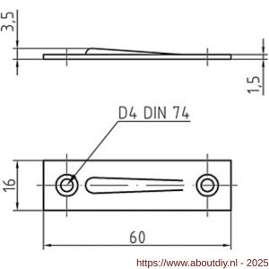S&B 565500.9 knevelplaatje 565500.9 voor knevelsluiting messing mat chroom - A40615022 - afbeelding 2