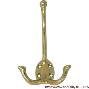 S&B 590000.4 hoed en jas kapstokhaak dubbel 2 armig 110 mm messing polijst - A40615163 - afbeelding 1