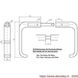 S&B 171009.4 deurkrukken voor insteekslot DIN 81317 A deurdikte 28-50 mm krukstift 9 mm messijng gepolijst - A40615154 - afbeelding 2