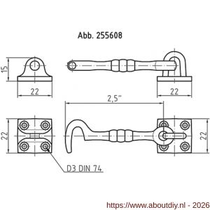 S&B 255601.1 kajuithaak 10 inch 250 mm met tegenplaat messing gerold - A40615033 - afbeelding 2