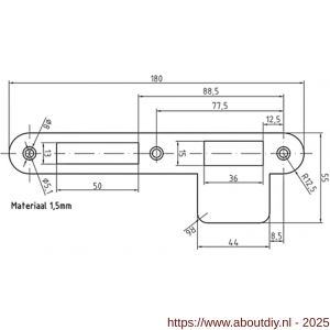 S&B 220031,4 dag en nacht sluitplaat DIN rechts 180x25x1.50 mm U messing gepolijst - A40615108 - afbeelding 1