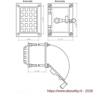 S&B TS-970.4 deurspion luikje 97x73 mm kompleet messing gepolijstl - A40615157 - afbeelding 2