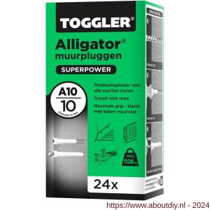 Toggler A10-24 Alligator muurplug zonder flens A10 diameter 10 mm doos 24 stuks - A32650073 - afbeelding 1