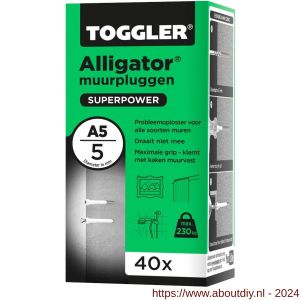 Toggler A5-40 Alligator muurplug zonder flens A5 diameter 5 mm doos 40 stuks - A32650061 - afbeelding 1
