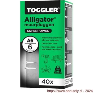 Toggler A6-40 Alligator muurplug zonder flens A6 diameter 6 mm doos 40 stuks - A32650065 - afbeelding 1