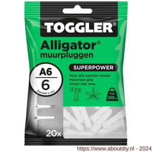 Toggler A6-20 Alligator muurplug zonder flens A6 diameter 6 mm zak 20 stuks - A32650067 - afbeelding 1