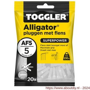 Toggler AF5-20 Alligator plug met flens AF5 diameter 5 mm zak 20 stuks wanddikte > 6,5 mm - A32650052 - afbeelding 1