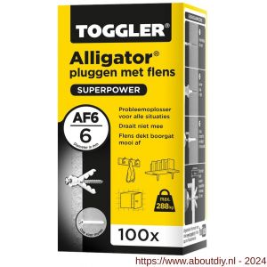 Toggler AF6-100 Alligator plug met flens diameter 6 mm doos 100 stuks wanddikte > 9,5 mm - A32650079 - afbeelding 1