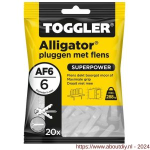 Toggler AF6-20 Alligator plug met flens AF6 diameter 6 mm zak 20 stuks wanddikte > 9,5 mm - A32650056 - afbeelding 1