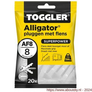 Toggler AF8-20 Alligator plug met flens AF8 diameter 8 mm zak 20 stuks wanddikte > 12,5 mm - A32650059 - afbeelding 1