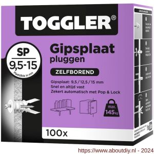 Toggler SP-100 gipsplaatplug SP doos 100 stuks gipsplaat 9-15 mm - A32650001 - afbeelding 1