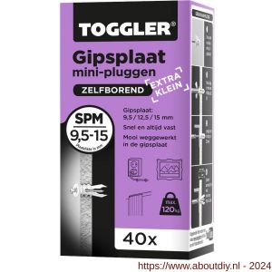 Toggler SPM-40 gipsplaatplug SP-Mini doos 40 stuks gipsplaat 9-15 mm - A32650006 - afbeelding 1