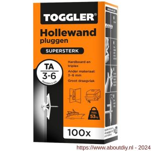 Toggler TA-100 hollewandplug TA doos 100 stuks plaatdikte 3-6 mm - A32650021 - afbeelding 1
