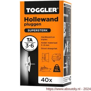 Toggler TA-40 hollewandplug TA doos 40 stuks plaatdikte 3-6 mm - A32650022 - afbeelding 1