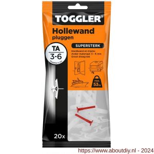 Toggler TA-20 hollewandplug TA zak 20 stuks plaatdikte 3-6 mm - A32650023 - afbeelding 1