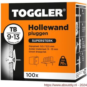 Toggler TB-100 hollewandplug TB doos 100 stuks plaatdikte 9-13 mm - A32650011 - afbeelding 1