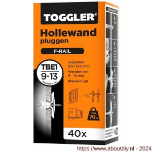Toggler TBE-1-40 hollewandplug TBE1 doos 40 stuks plaatdikte 9-13 mm - A32650015 - afbeelding 1