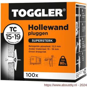 Toggler TC-100 hollewandplug TC doos 100 stuks plaatdikte 15-19 mm - A32650017 - afbeelding 1