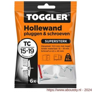 Toggler TC-6-schroef hollewandplug TC met schroef zak 6 stuks plaatdikte 15-19 mm - A32650025 - afbeelding 1