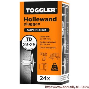 Toggler TD-24 hollewandplug TD doos 24 stuks plaatdikte 23-26 mm - A32650028 - afbeelding 1