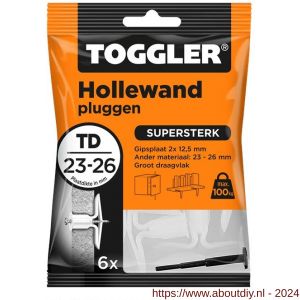 Toggler TD-6 hollewandplug TD zak 6 stuks plaatdikte 23-26 mm - A32650026 - afbeelding 1