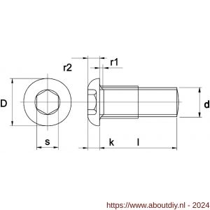 Kobout 3ULSEV10012 laagbolkopbout met binnenzeskant ISO 7380 10.9 galvanisch verzinkt M10x12 - A50450404 - afbeelding 1